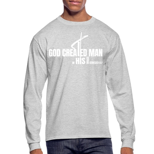 Uniquely You Mens Graphic Tee - Long Sleeve, God Created Man - Genesis