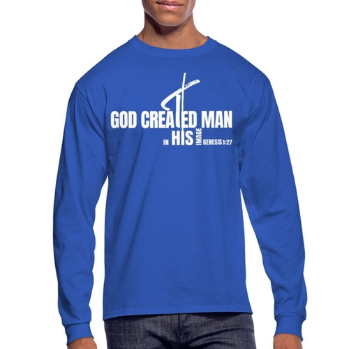 Uniquely You Mens Graphic Tee - Long Sleeve, God Created Man - Genesis