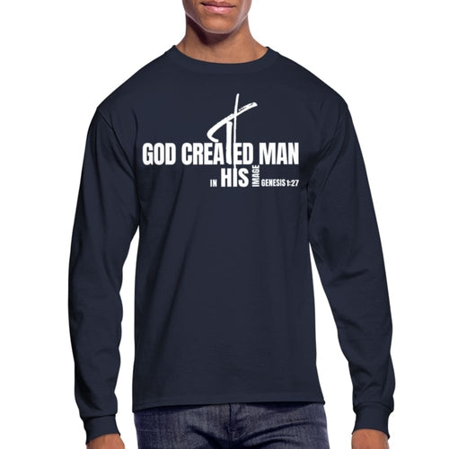 Uniquely You Mens Graphic Tee - Long Sleeve, God Created Man - Genesis